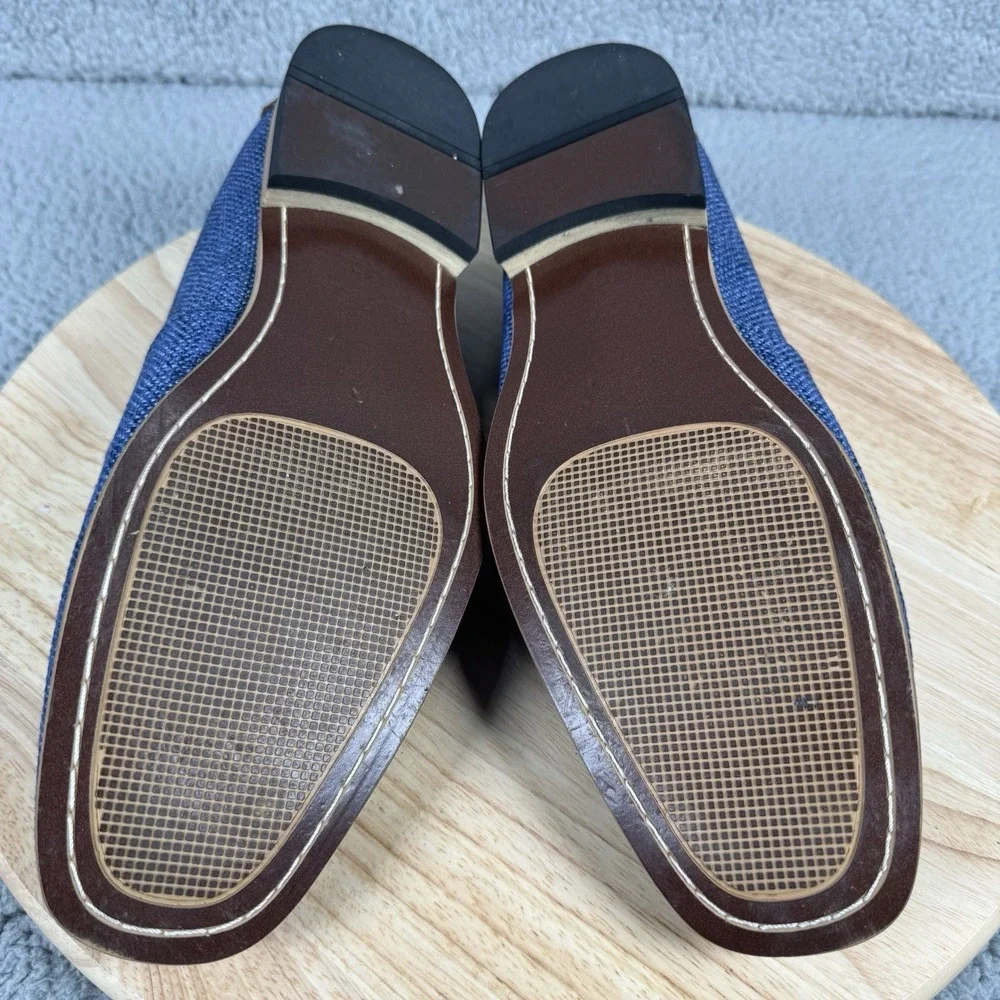 La Milano Shoes Mens 10 Navy Blue Loafer Leather Woven Dress Shoes Office Preppy